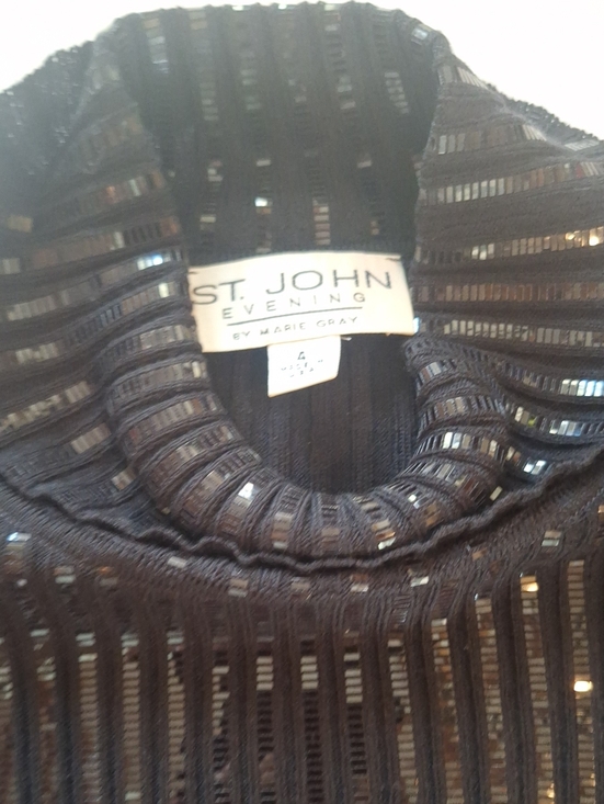 St. John Tops - St. John Evening Black Sequined Ribbed Knit Top